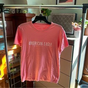 American Eagle- Short Sleeve Graphic-Tee; Pink, XS